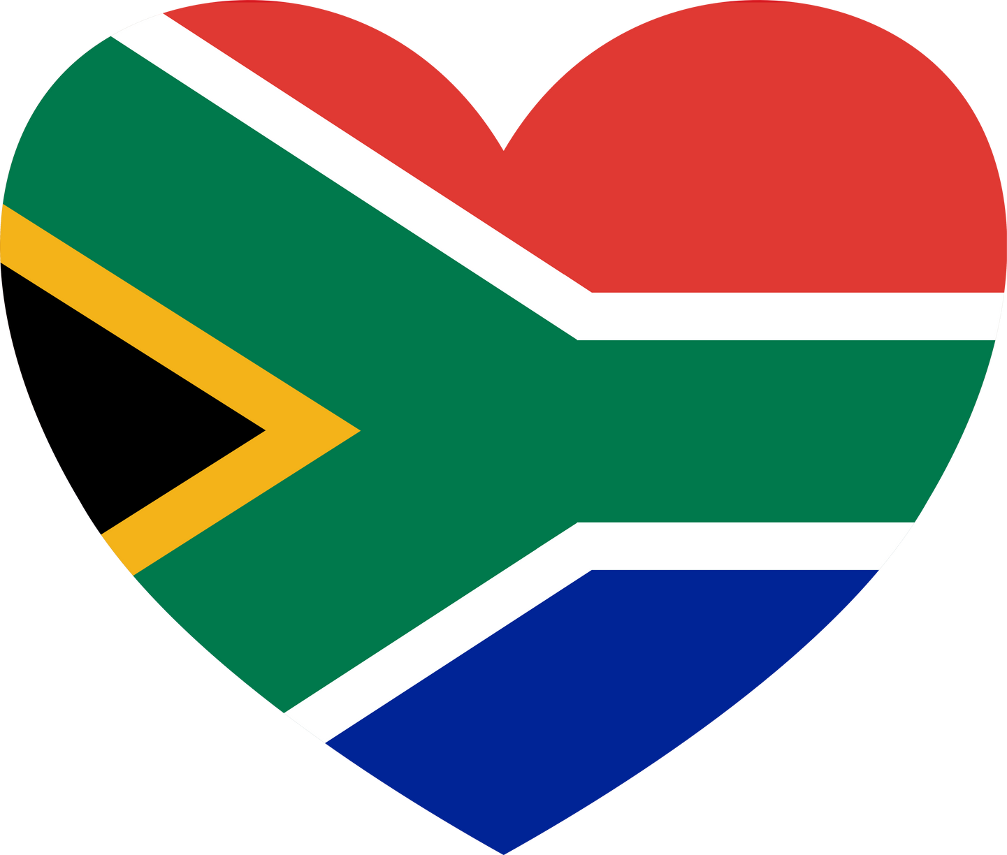 South Africa  flag in heart shape isolated  on png